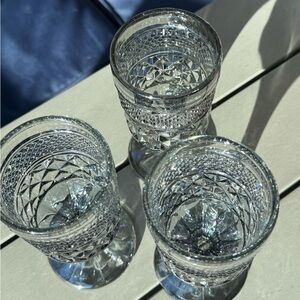 Anchor Hocking Smoke Gray cut glass goblet  (3)